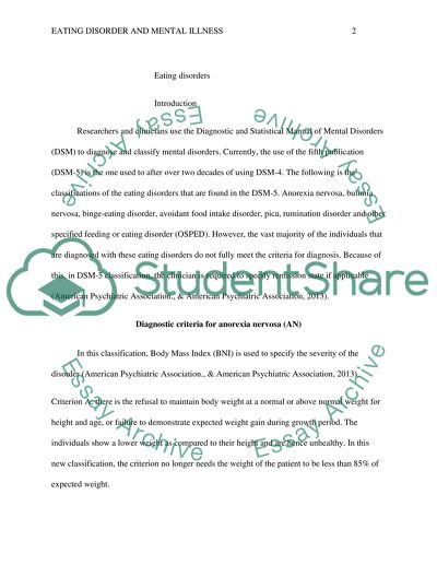 Eating Disorder and Mental Illness