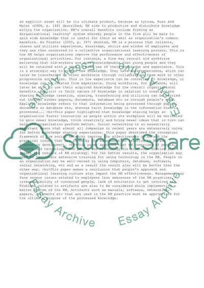 Knowledge Management, Social Networks and Innovation