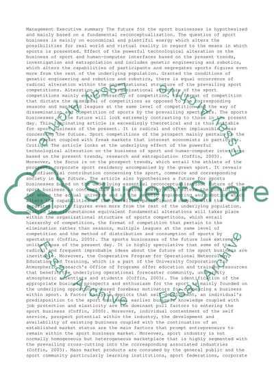 Business Opportunities for Sports Industrys Development