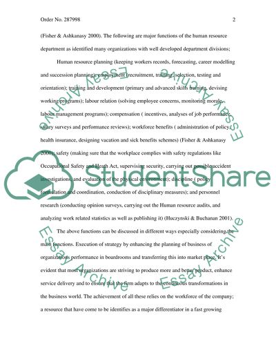 The Role of the Human Resource Department