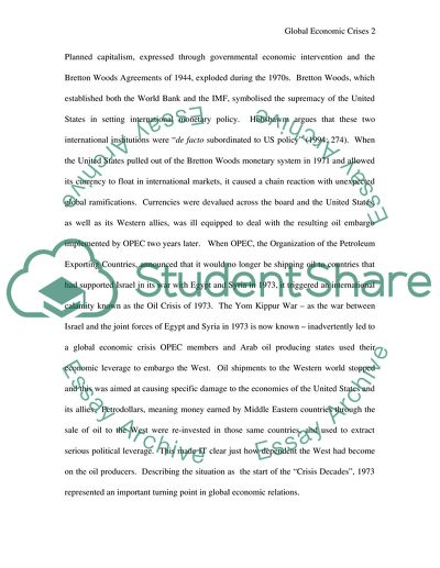 Can Global Governance Avert Economic Crises