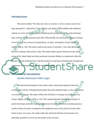 Marketing Products and Services in a Dynamic Environment