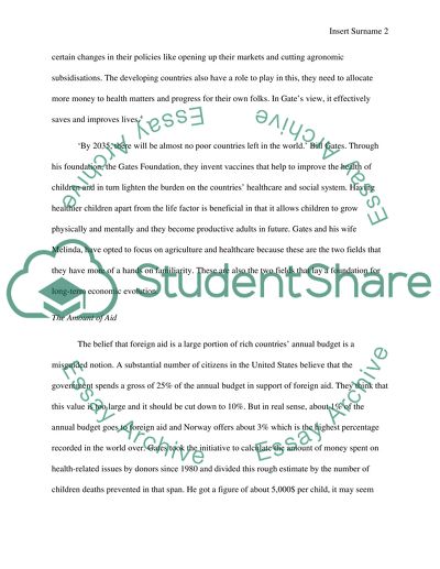 Is Bill Gates Correct in the View that Foreign Aid Truly Matters