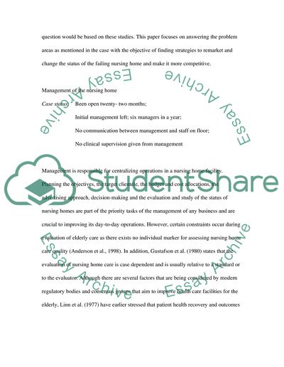 Remarketing of a Failing Nursing Home