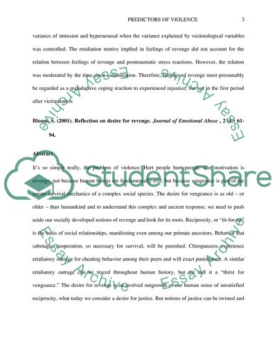 Predictors of Violence