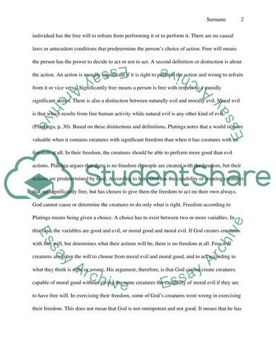 Alvin Plantingas Free Will Defense