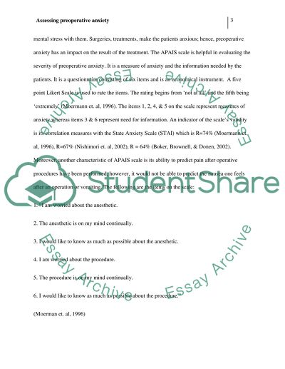 Introduction to Preoperative Anxiety and Its Measurement