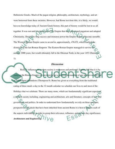 A Discussion of the Roman Empires Contributions to Modern Society