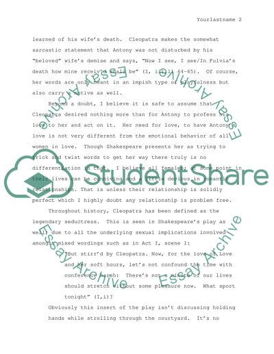 How do you, in the 21st Century, respond to Shakespeares dramatization of Cleopatra