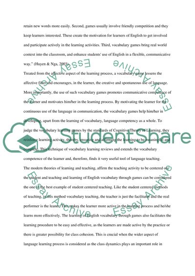 Teaching and Learning English Vocabulary through Games