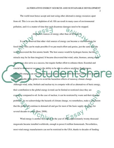 Alternative Energy Sources And Sustainable Development