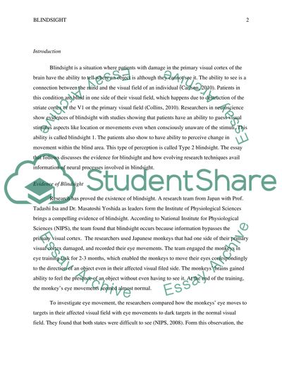 Blindsight.Evidence of Blindsight