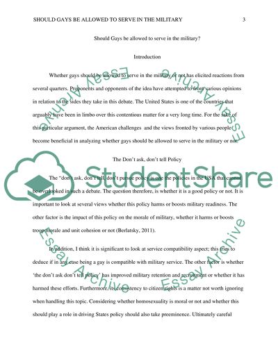 Should Gays be Allowed to Serve in the Military