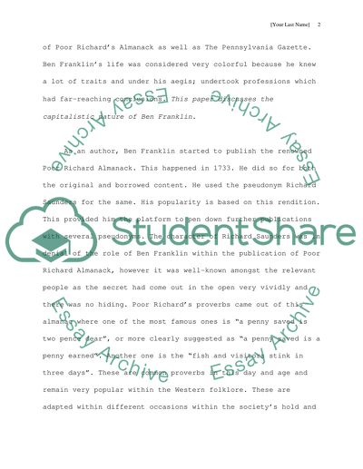 The Capitalist Nature of Ben Franklin