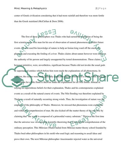 Philosophy paper - 1000 words - Mind, Meaning and Metaphysics - Material Provided