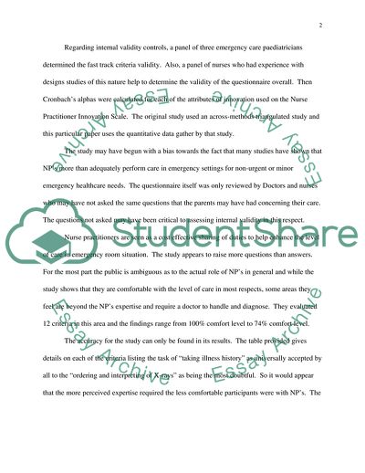 Parents Intentions to Use Paediatric Nurse Practitioner Services