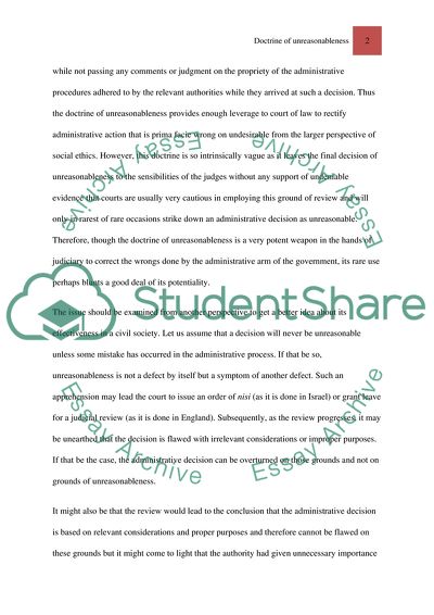 A Doctrine of Administrative Unreasonableness