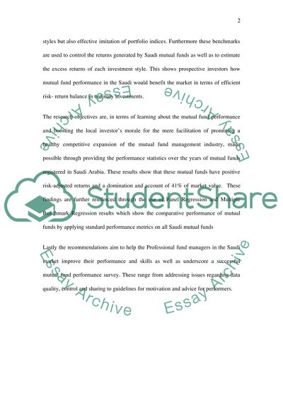 Performance of mutual funds in Saudi