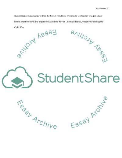 Relation of the Arms Race to the End of the Cold War