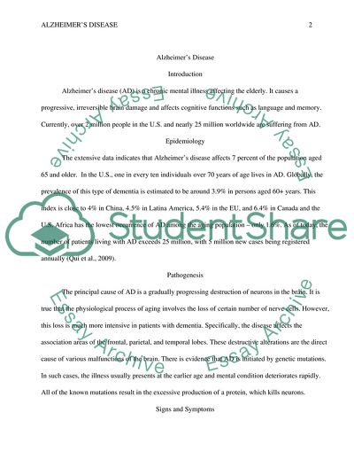 Pathogenesis, Signs, and Symptoms of Alzheimers Disease