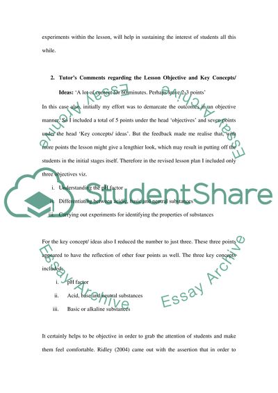 Chemistry Lesson Plan Justification