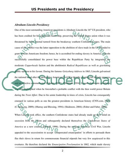 US Presidents and the Presidency