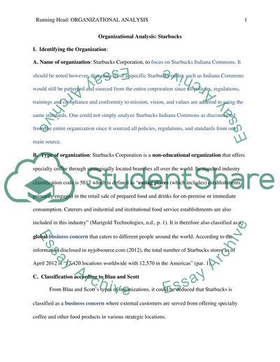 Organizational Analysis: Starbucks