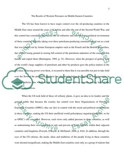 The Results of Western Pressures on Middle Eastern Countries