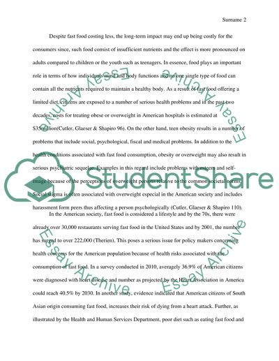 Should Americans Be Discouraged or Even Prevented from Consuming Fast Food