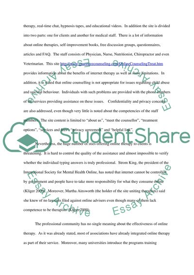 Evaluation of the Effectiveness of Online Therapies