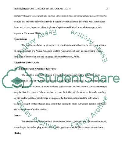 The Influences of Culture On Learning and Assessment Among Native American Students