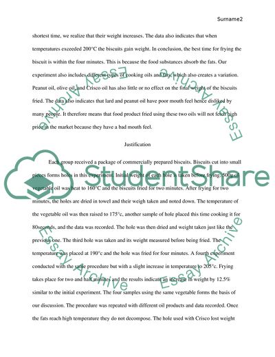 Effect of Cooking Time in Relation to Fat Absorption