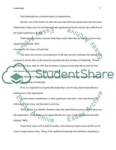 Arguments Against the Impact of Leadership