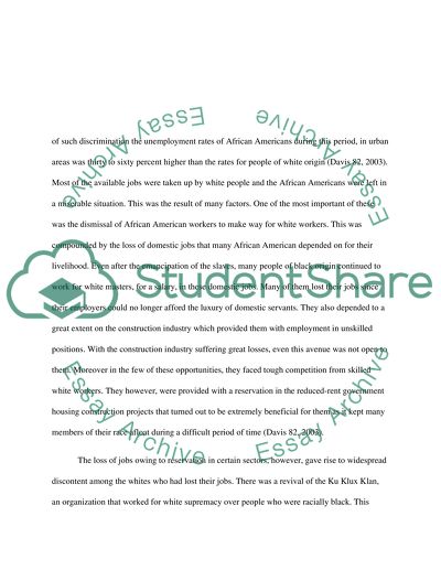 The Impact of the Great Depression on the African American Community