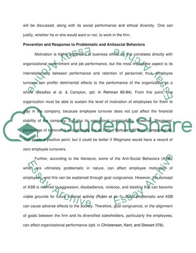 Ethics in the Workplace: Wegmans Food Markets, Inc