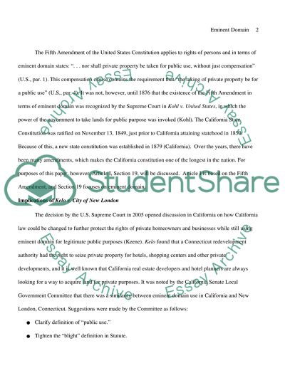 Eminent Domain Law in California