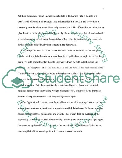 Comparing the Role of Women in Classical Societies