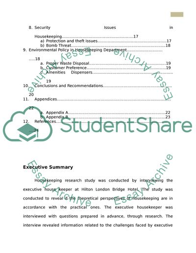 essay about house keeping