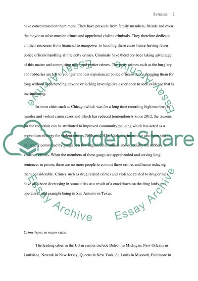 Crimes, and Crime Reduction in the cities