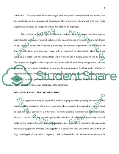 Processes And Stages Associated with Organizational Buying and Purchasing