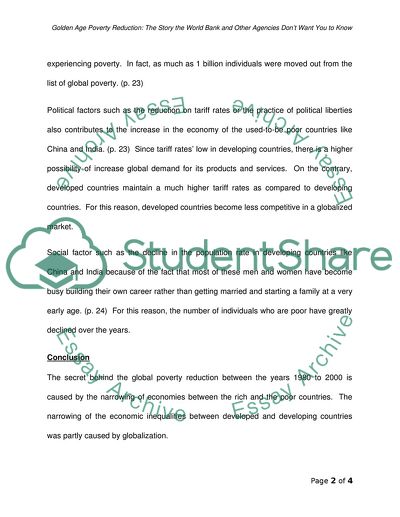 Golden Age Poverty Reduction: The Story the World Bank and Other Agencies