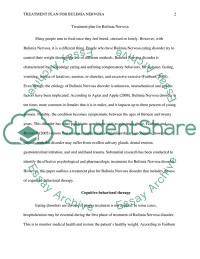 Treatment Plan for Bulimia Nervosa