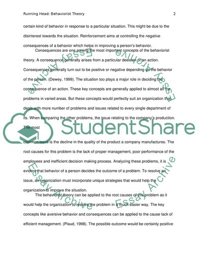 Public Administration and Apply Behaviorist Theory to a Work Issue