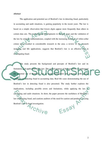 Use Of Benfords Law In Fraud Investigation