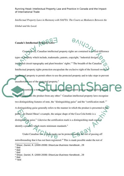 Intellectual Property Law and Practice in Canada and the Impact of International Trade
