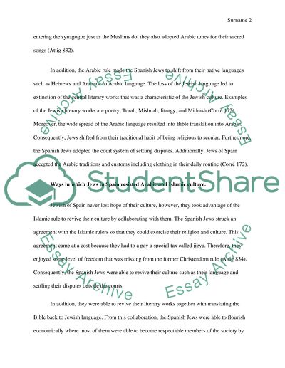 Jews of Spain relationship with Islamic and Arabic Culture