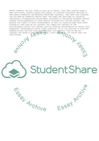 The Future of Tenet HealthCare Corporation