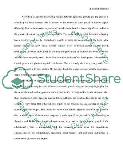 Education based on two readings, one from Poor Economics and one from The Elusive Quest for Growth