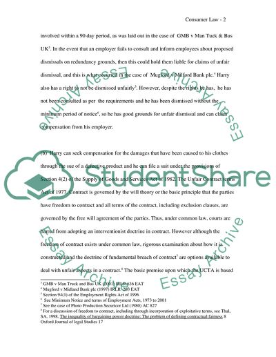 Consumer Law: Analyzing Harrys Problems