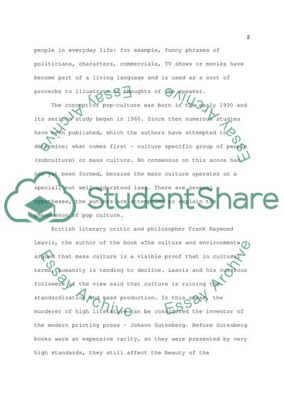 Mass Culture and Its Definitions